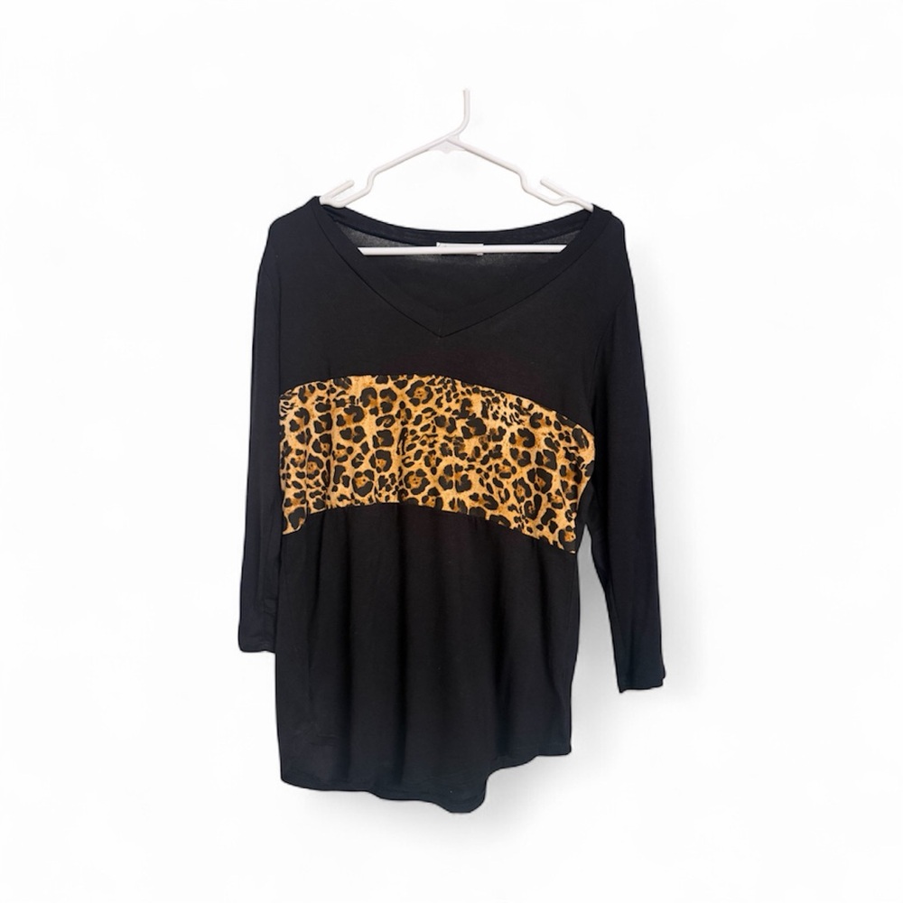Black and Leopard Print Women's Top